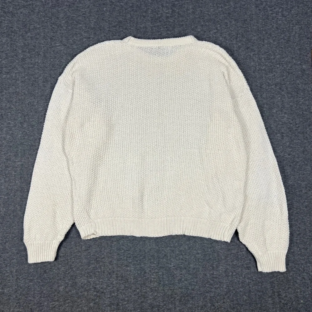 Vintage 90s Domani Chunky Cable Knit Sweater Mens XL Cream Old Money Fisherman
